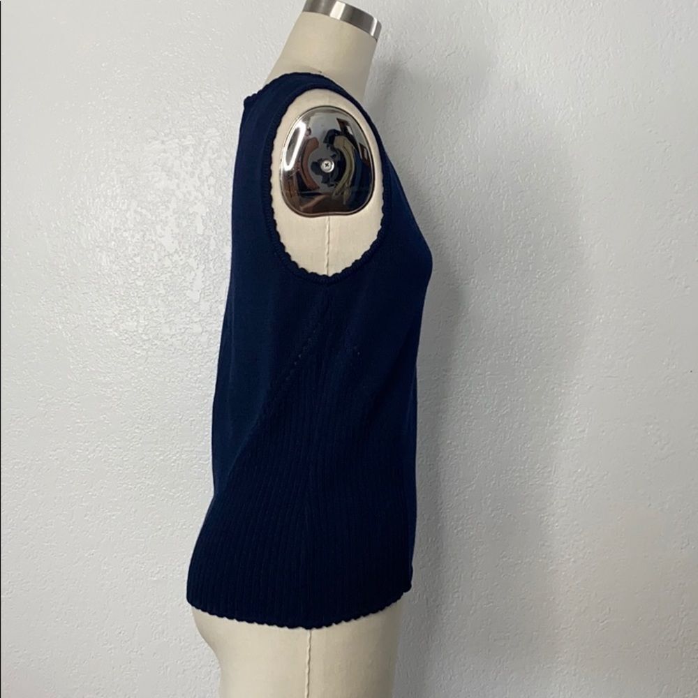 Vintage St. John navy blue knit retro mod top P S - Picture 5 of 9